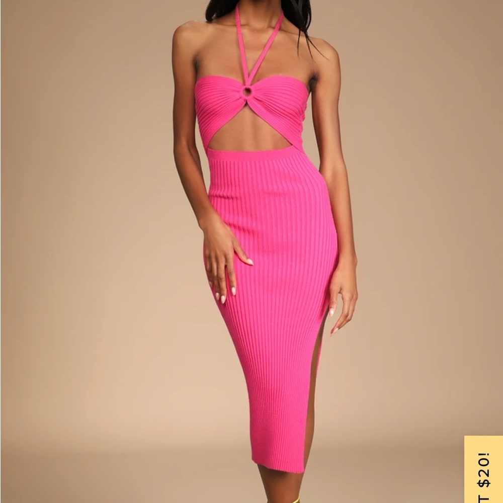 Hot pink cut out dress